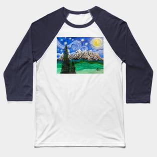 At the Grand Teton Mountains on a starry night Baseball T-Shirt